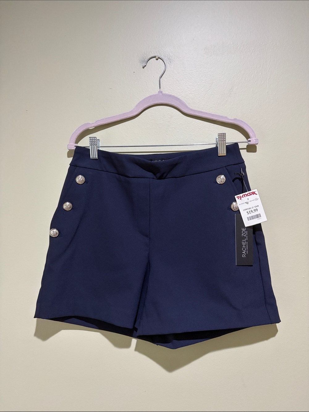🔥Rachel Zoe Navy Sailor-Button High-Rise Shorts